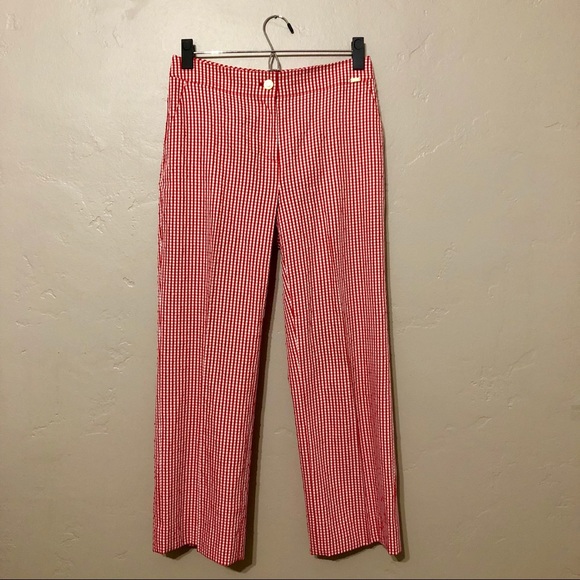 St. John Red Gingham Suit Pants Size 2 - Picture 3 of 8